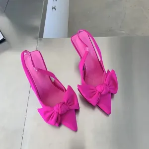 Summer New Fashion Butterfly Knot Women's Pumps Slingbacks High Heel Shoes Sexy Dress Thin Heel Pointed Toe Shoes