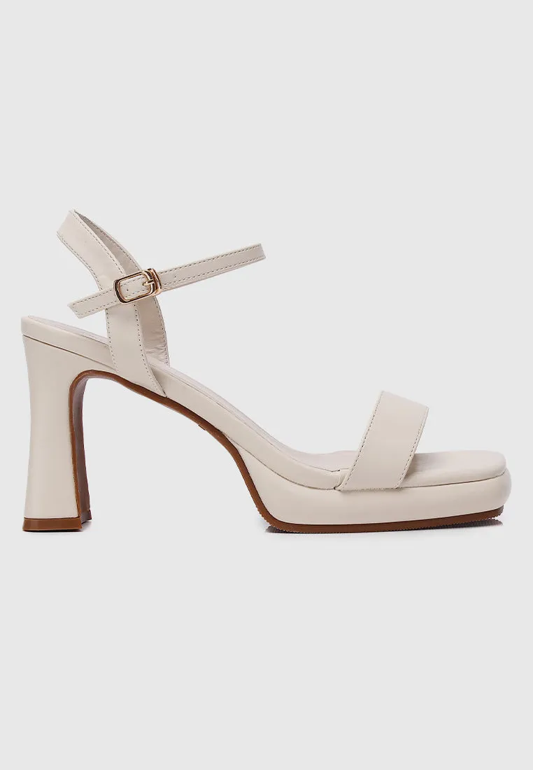 Tansy Open Toe Platform Heels (Beige)