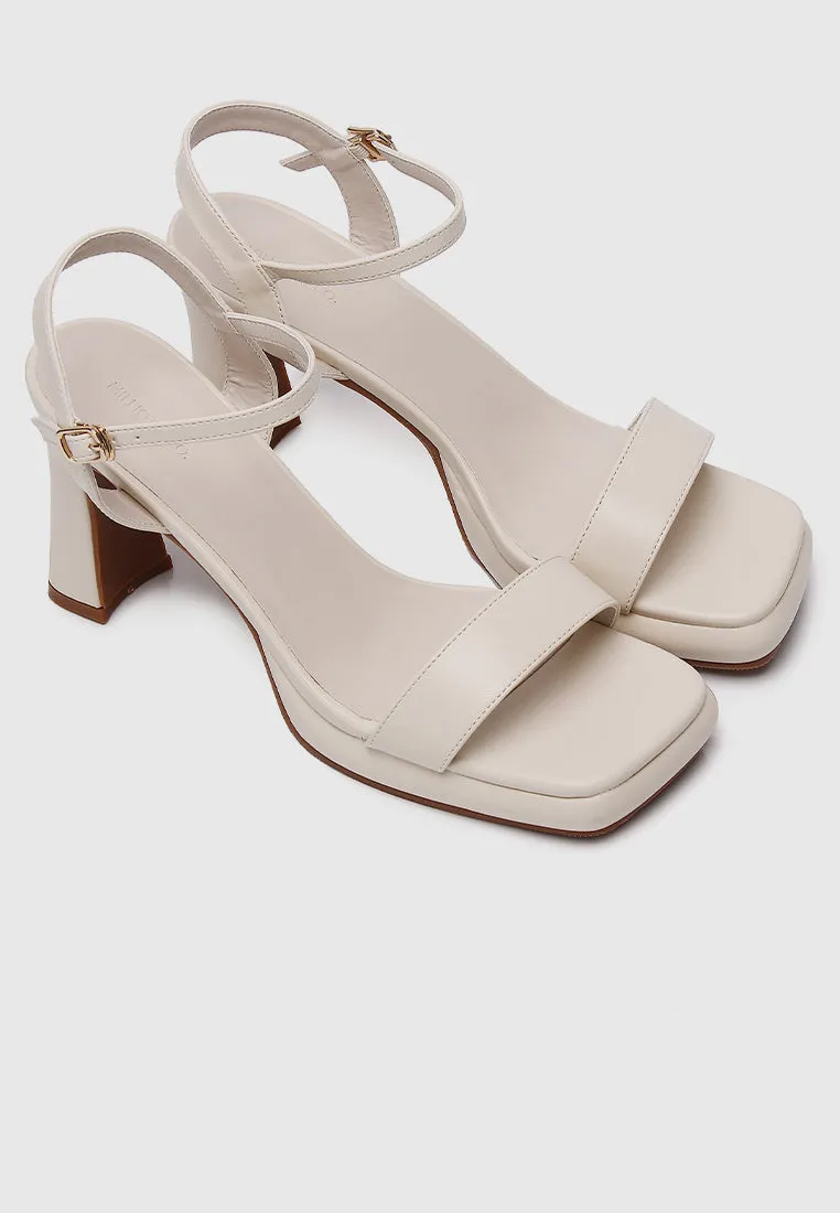 Tansy Open Toe Platform Heels (Beige)