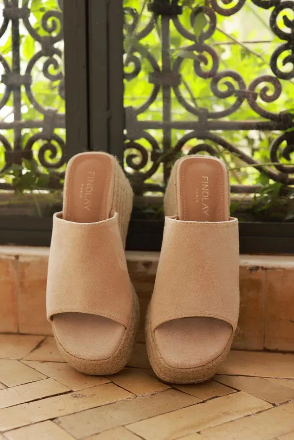 Taupe Sueded Wedge Espadrilles