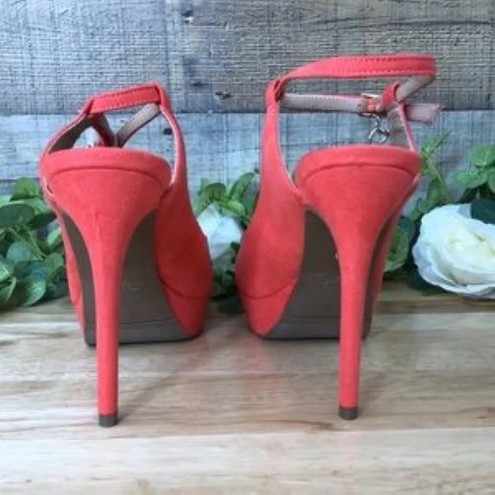 Thalia Sodi Chhloe Faux Suede Platform Heels Pink 9.5 Medium (B M)
