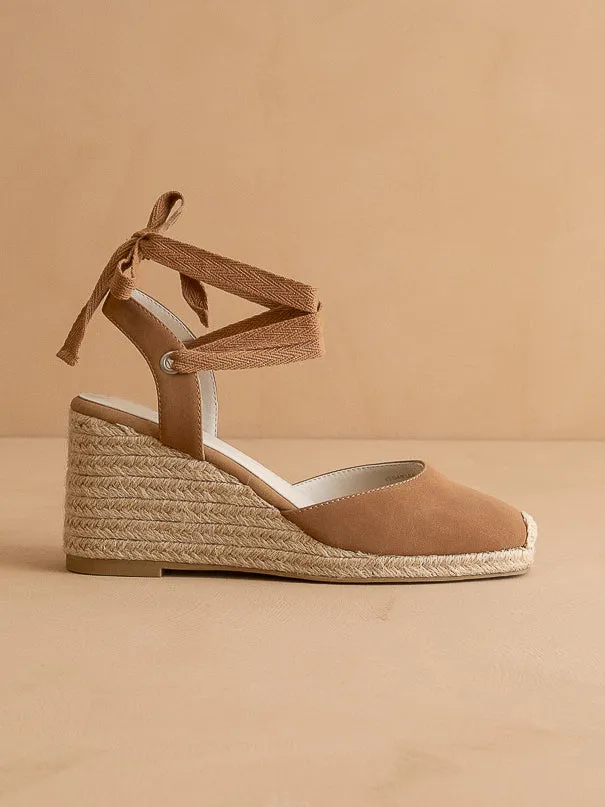 The Alondra |  Camel Lace Up Espadrille Wedge