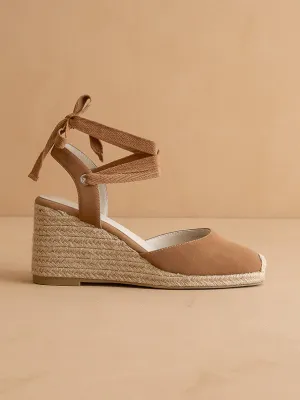 The Alondra |  Camel Lace Up Espadrille Wedge