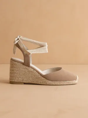 The Alondra | Cedar Wood  Lace Up Espadrille Wedge