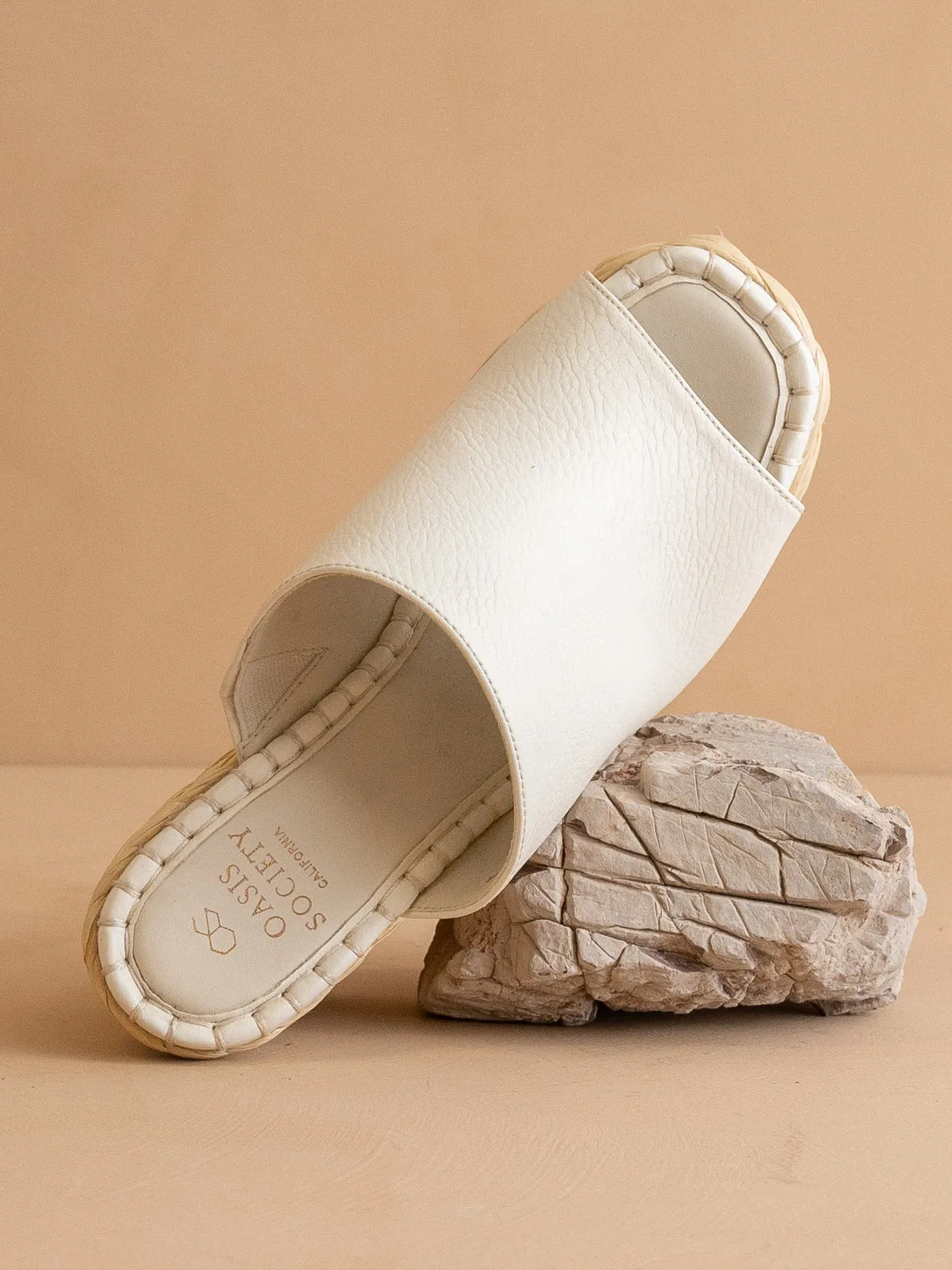 The Raina | White Espdarille Slip On Wedge
