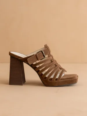 The Rome | Brown Basket Weave Inspired Sandal on A Platform Heel