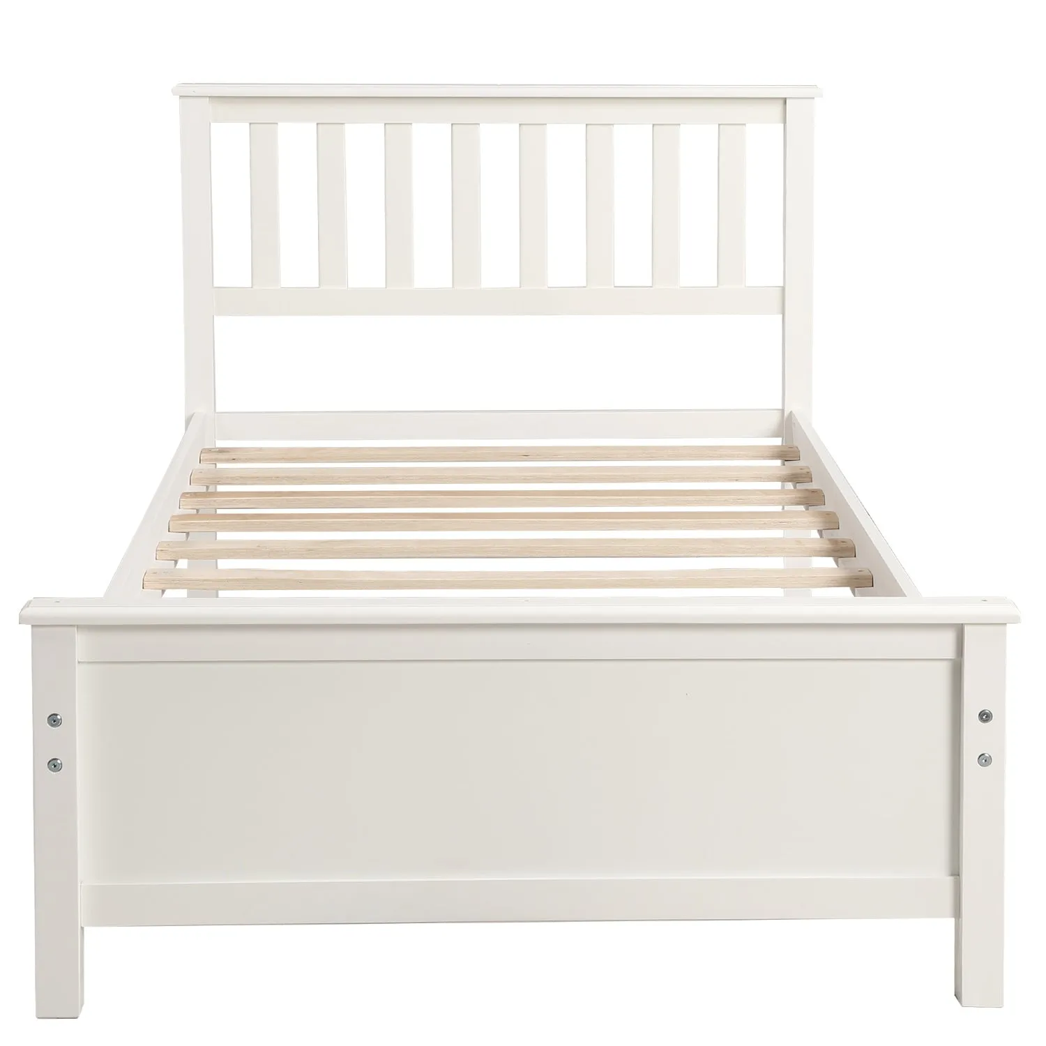 Twin Size Wood Platform Bed with Headboard,Footboard and Wood Slat Support