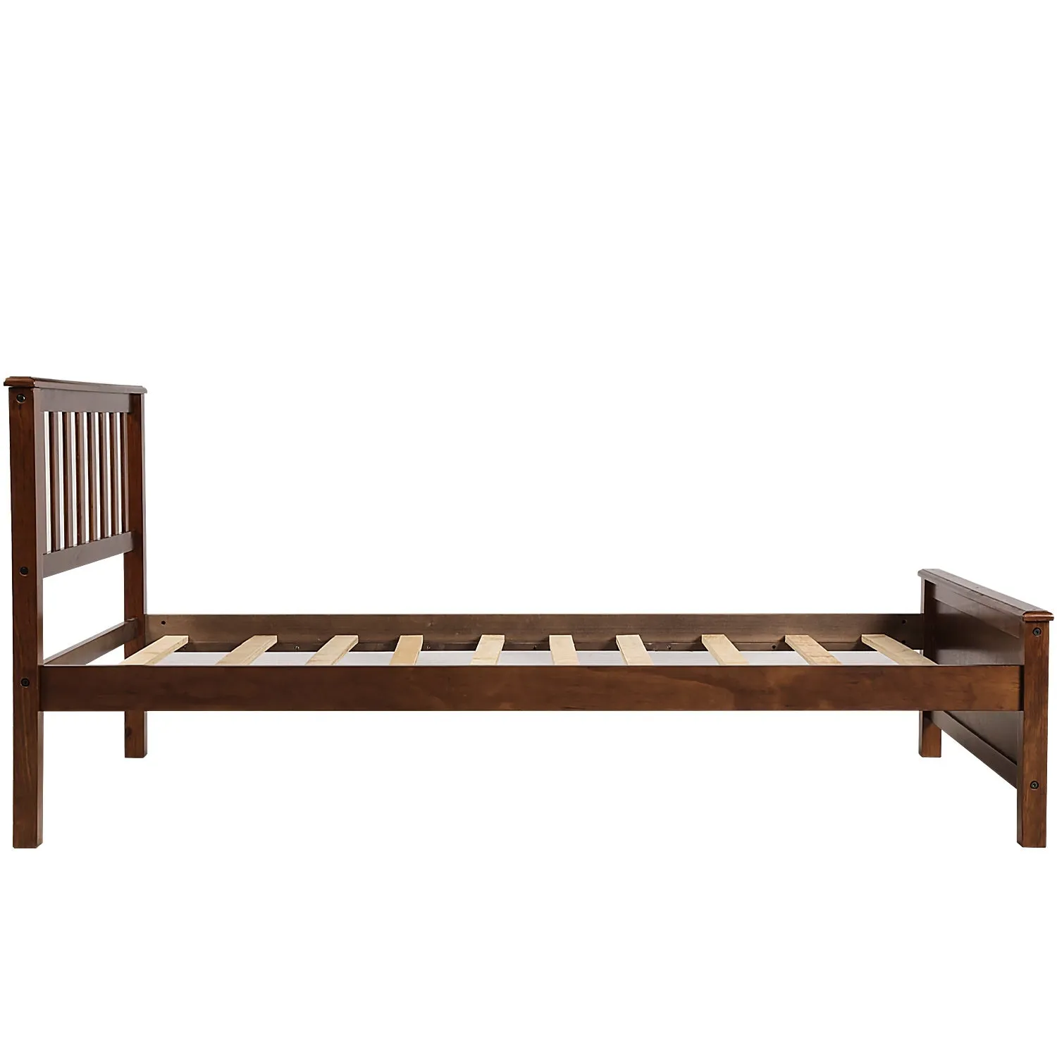 Twin Size Wood Platform Bed with Headboard,Footboard and Wood Slat Support