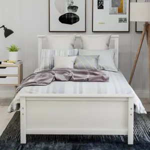 Twin Size Wood Platform Bed with Headboard,Footboard and Wood Slat Support