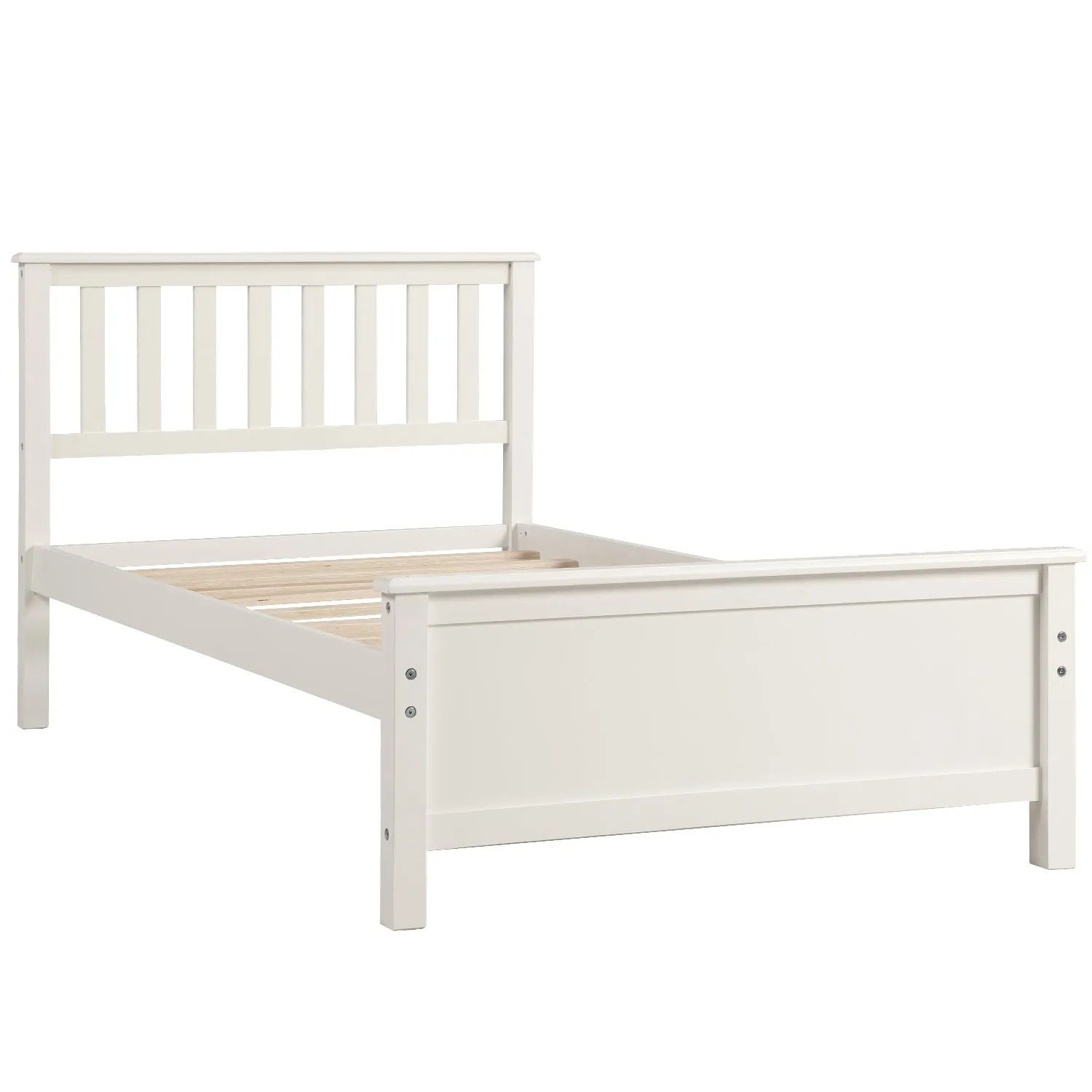 Twin Size Wood Platform Bed with Headboard,Footboard and Wood Slat Support