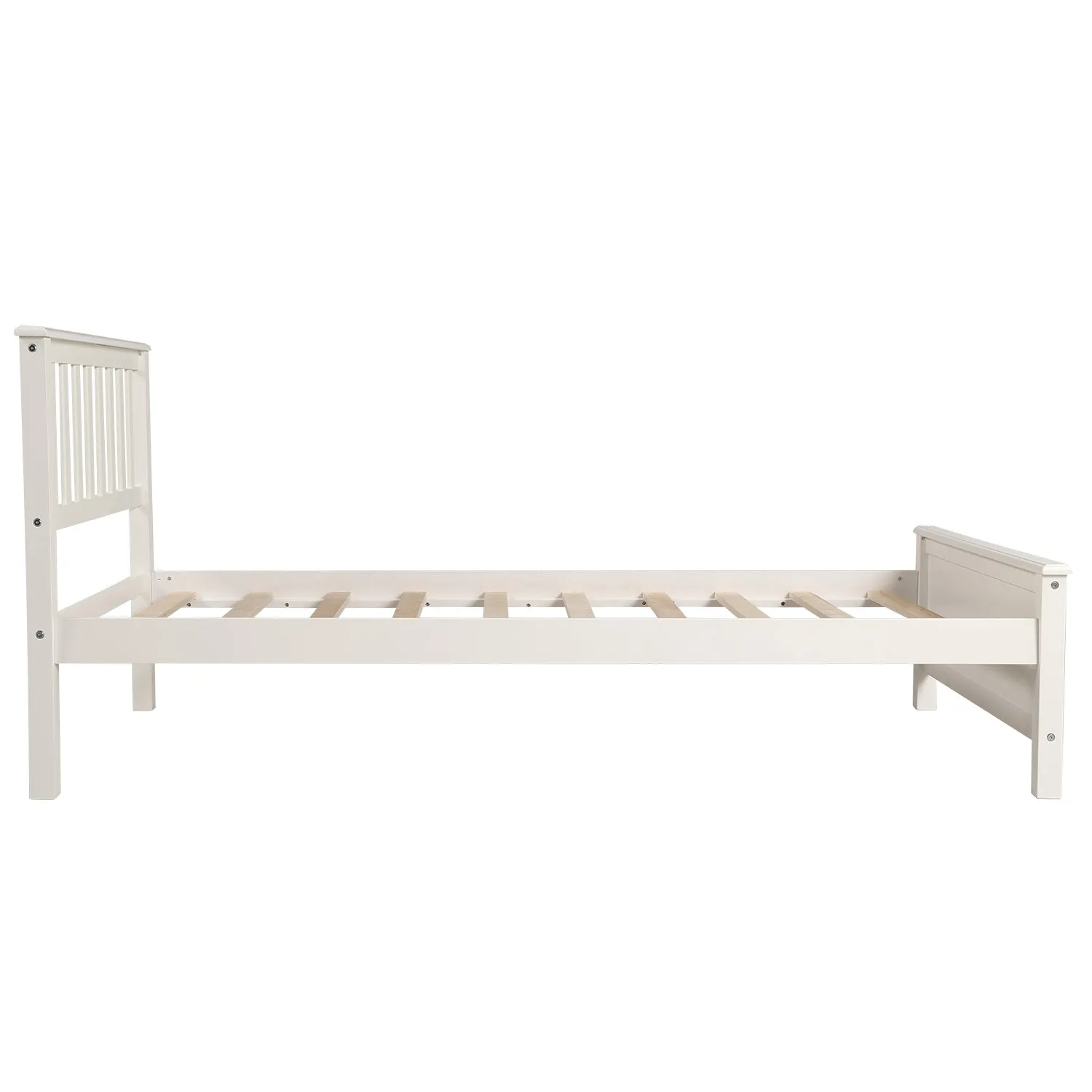 Twin Size Wood Platform Bed with Headboard,Footboard and Wood Slat Support