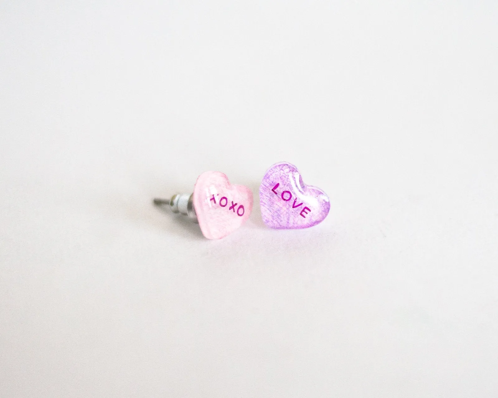 Valentine Candy Heart Stud Earrings, love   oxox