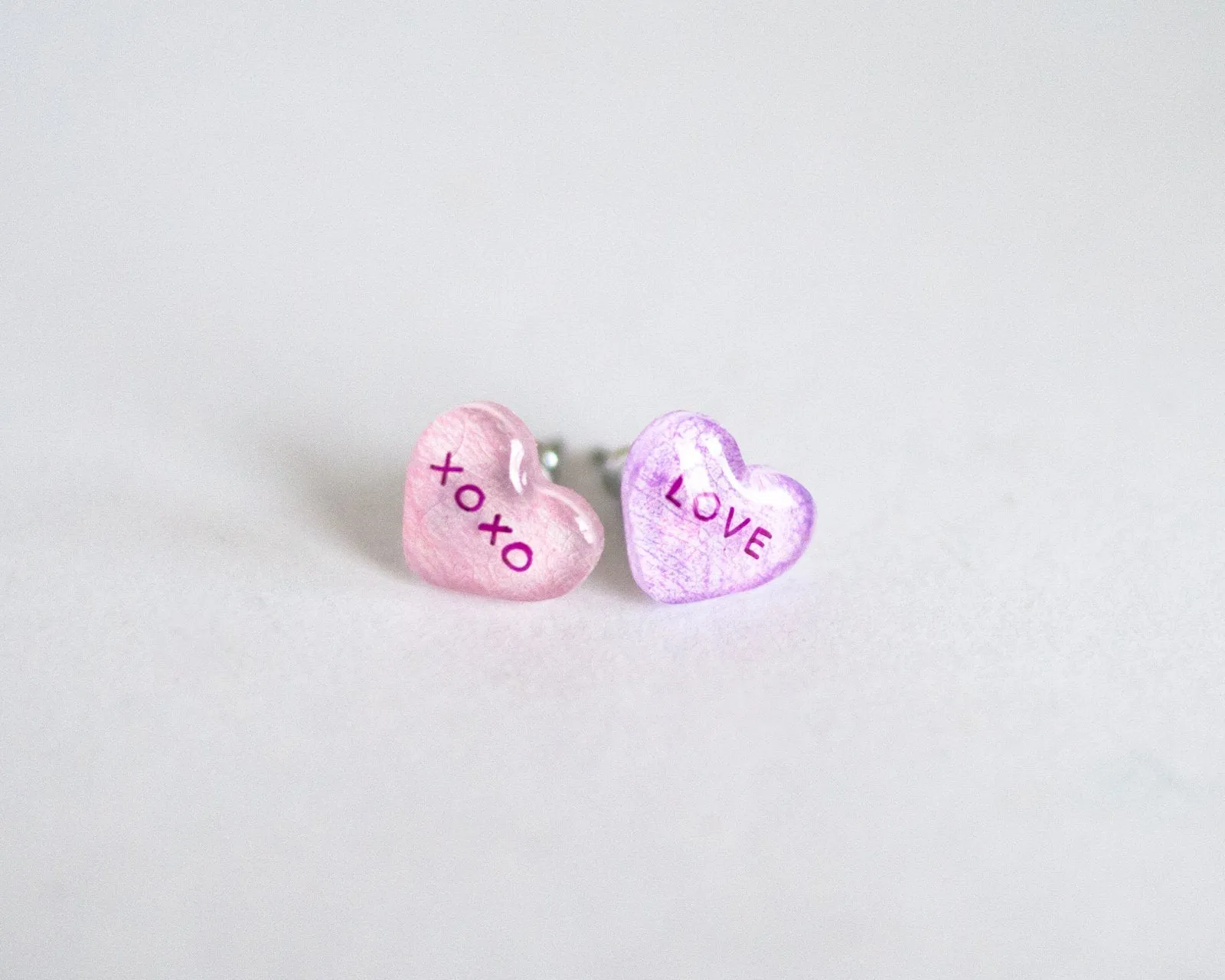 Valentine Candy Heart Stud Earrings, love   oxox