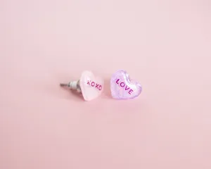 Valentine Candy Heart Stud Earrings, love   oxox