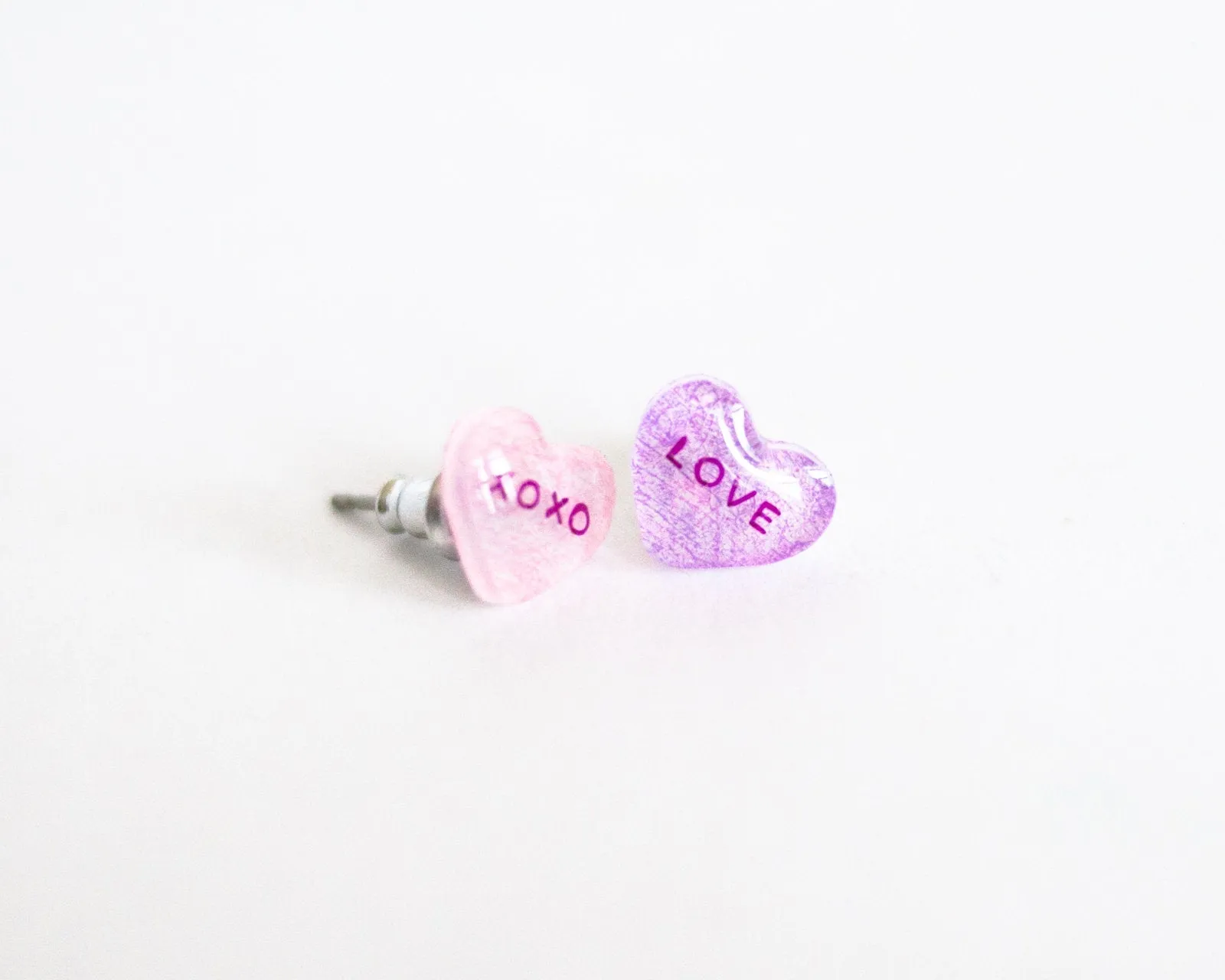 Valentine Candy Heart Stud Earrings, love   oxox