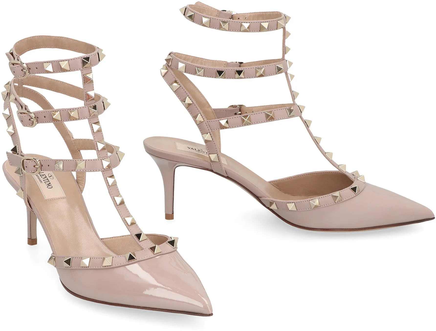 Valentino Garavani - Rockstud Patent leather slingback pumps