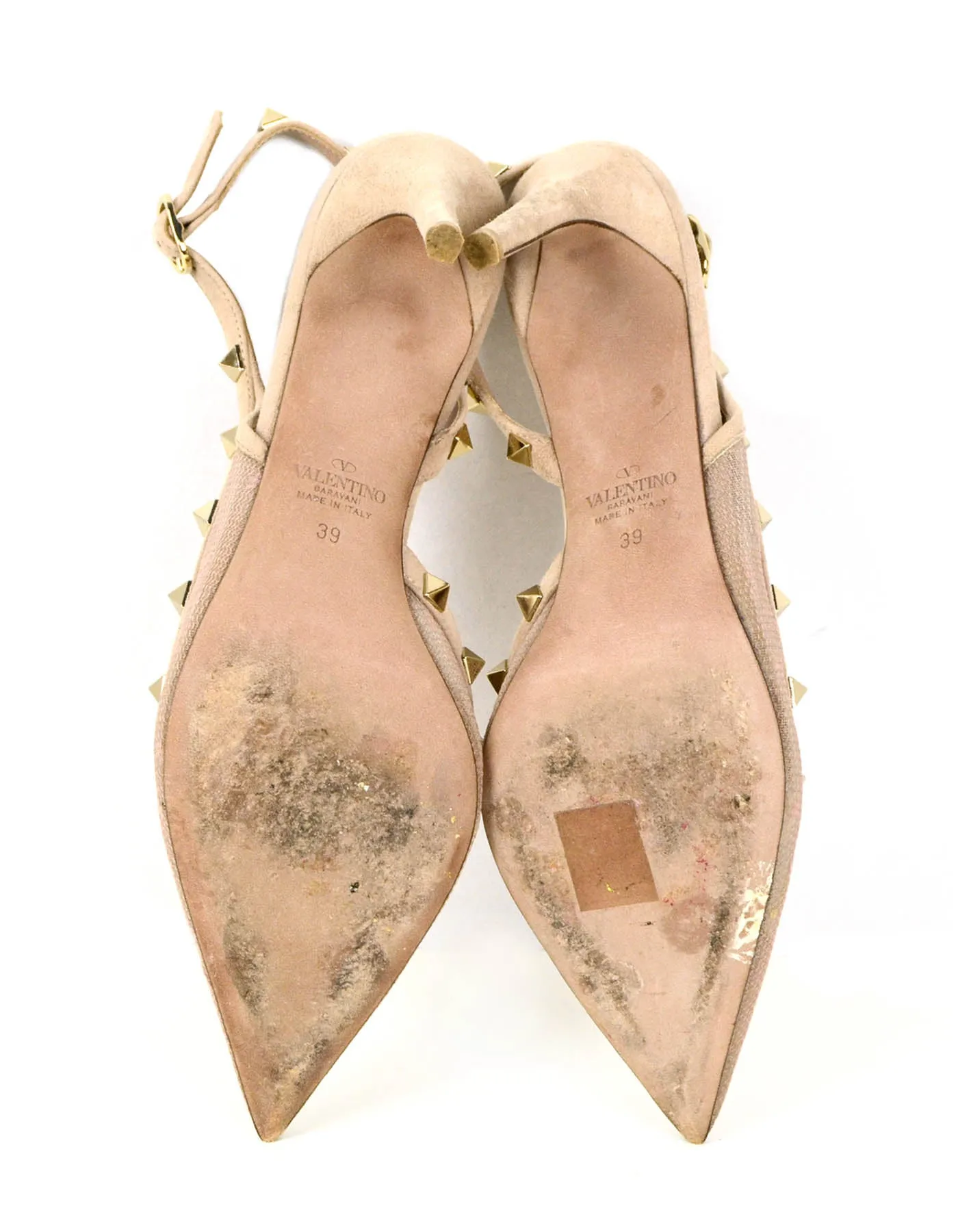 Valentino Poudre Mesh Point d’Esprit Half D'Orsay Slingback Pumps sz 39