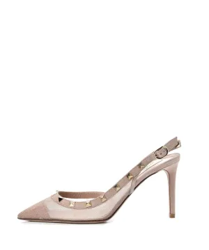 Valentino Poudre Mesh Point d’Esprit Half D'Orsay Slingback Pumps sz 39