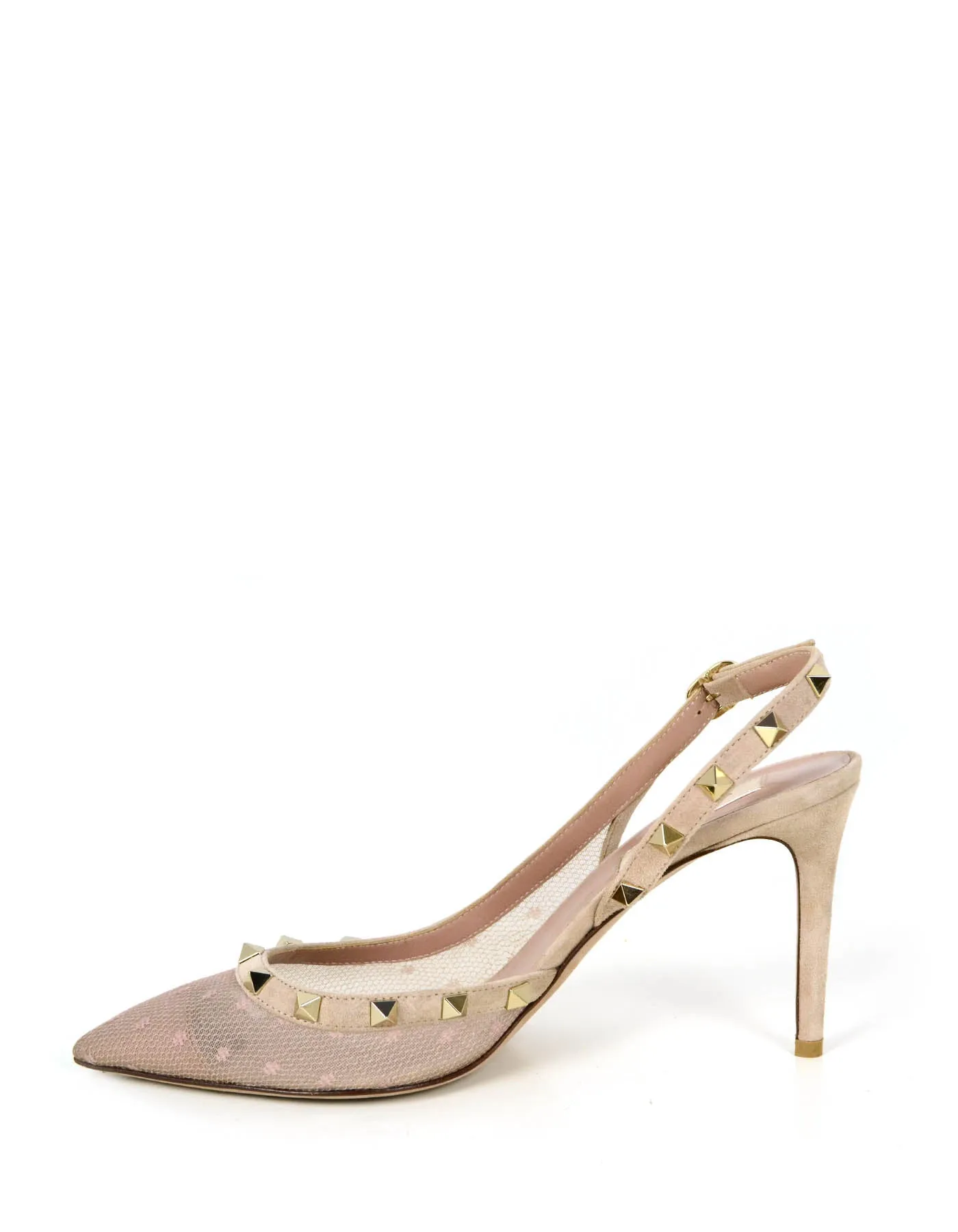 Valentino Poudre Mesh Point d’Esprit Half D'Orsay Slingback Pumps sz 39