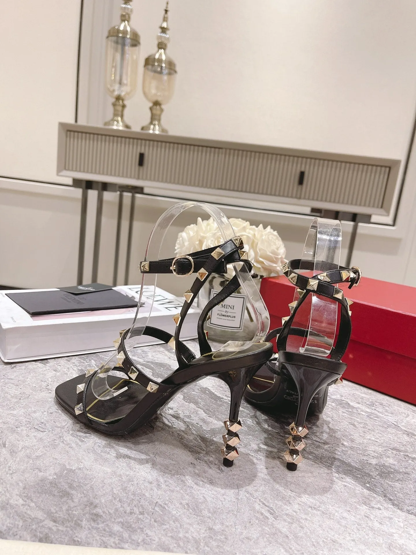 Valentino Rockstud Sandals Heels 95MM Sheepskin