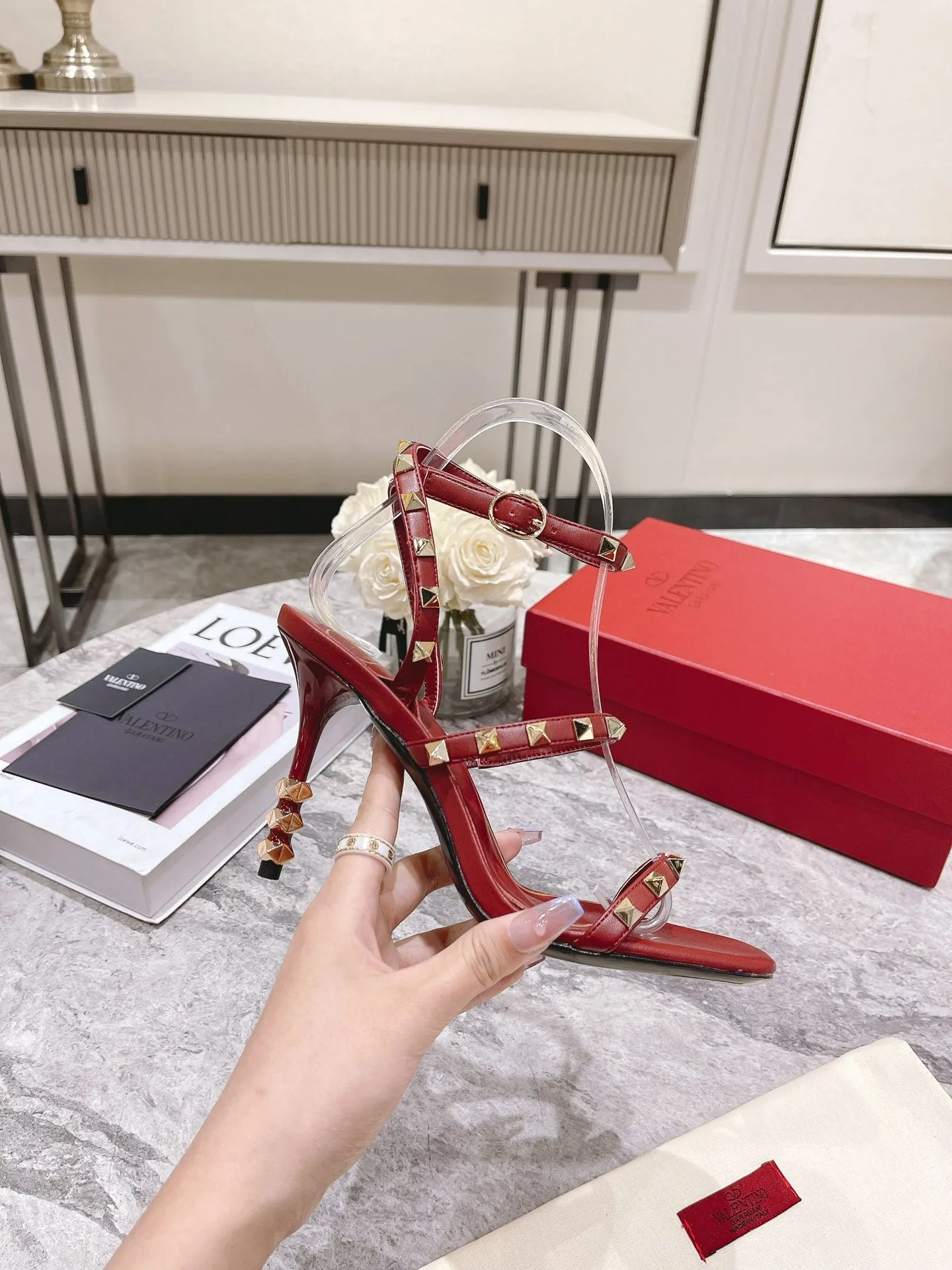 Valentino Rockstud Sandals Heels 95MM Sheepskin