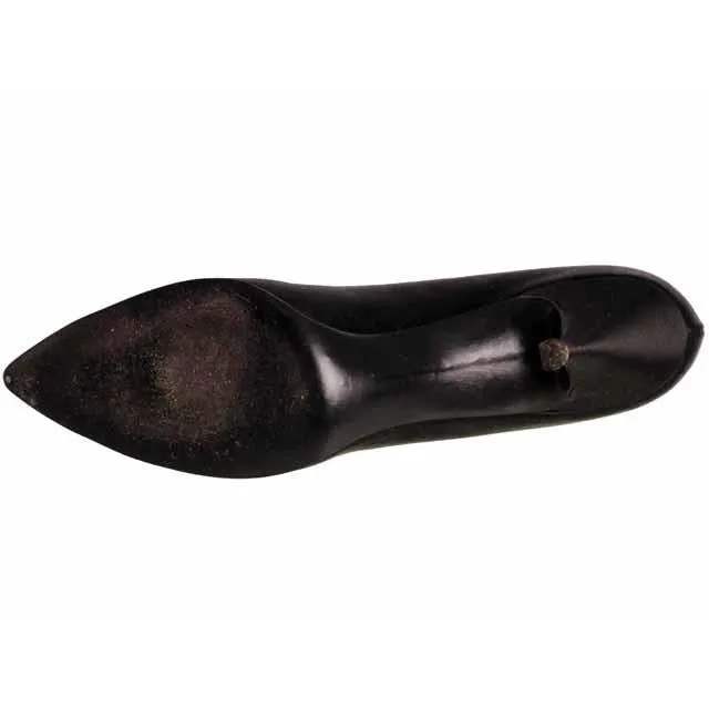 Vintage Stiletto Heels Shoes Black Satin  Pointed Womens 9 B 1950s