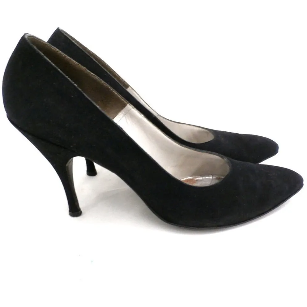 Vintage Womens Shoes Black Suede Stiletto Heels Lorenzo 7.5