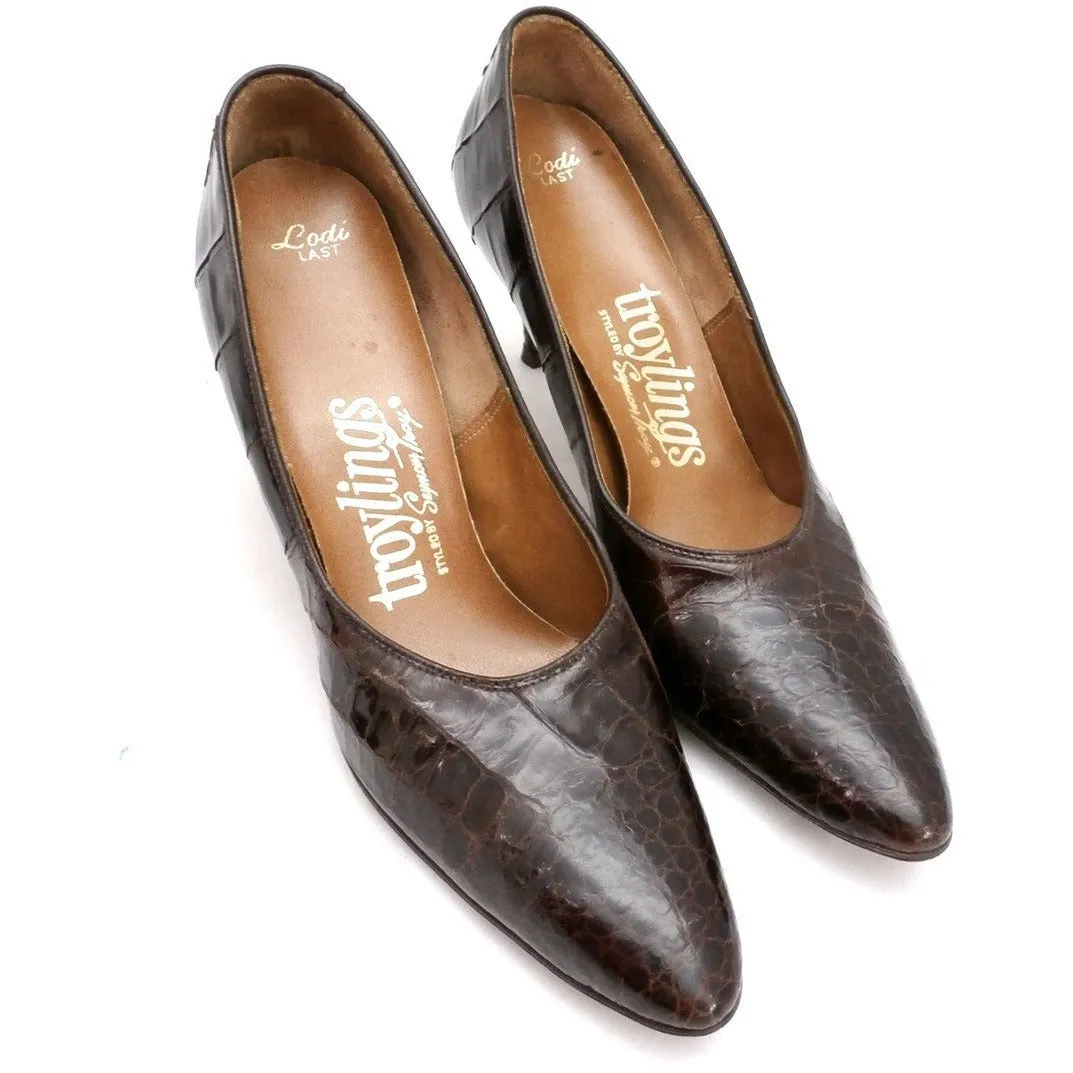 VTG Shoes Heels Genuine Alligator Stiletto Shoes Pumps Womens Sz 5.5 1950S
