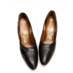 VTG Shoes Heels Genuine Alligator Stiletto Shoes Pumps Womens Sz 5.5 1950S