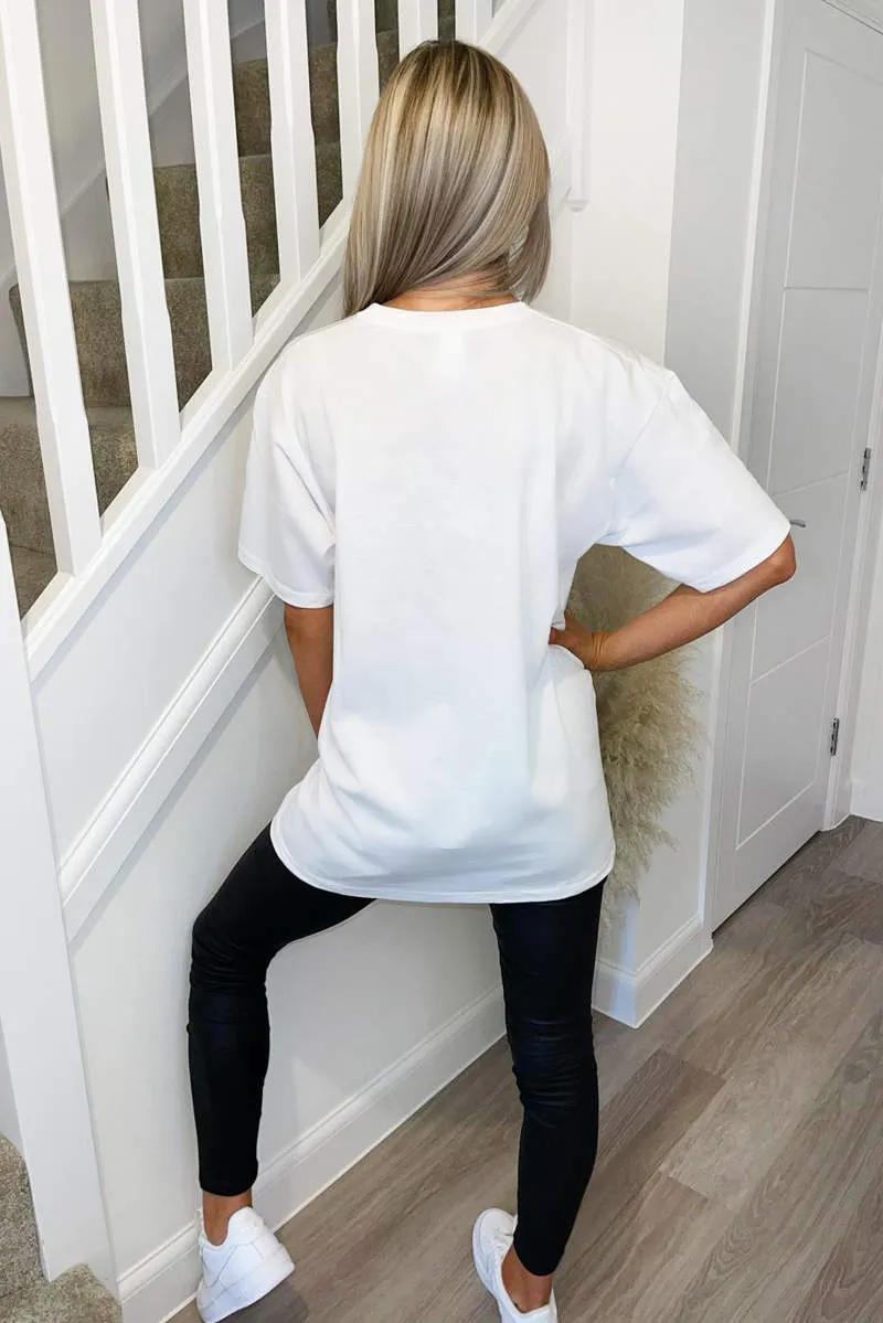 White Paris printed Oversized Tee