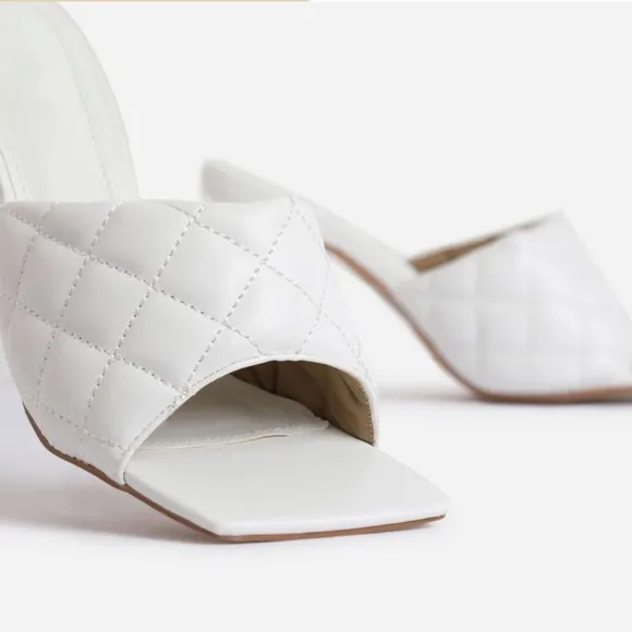 White Quilted High Heels