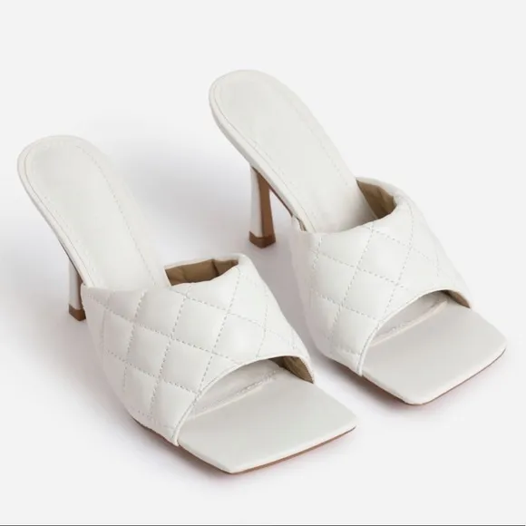 White Quilted High Heels