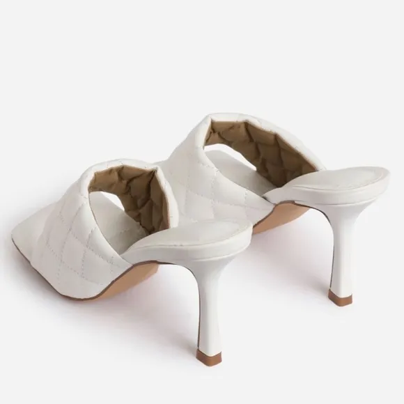 White Quilted High Heels