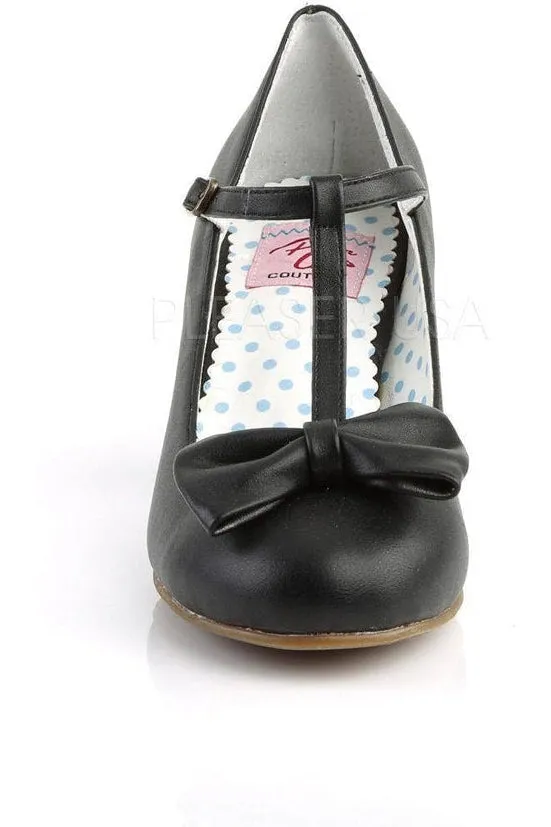 WIGGLE-50 Pump | Black Faux Leather