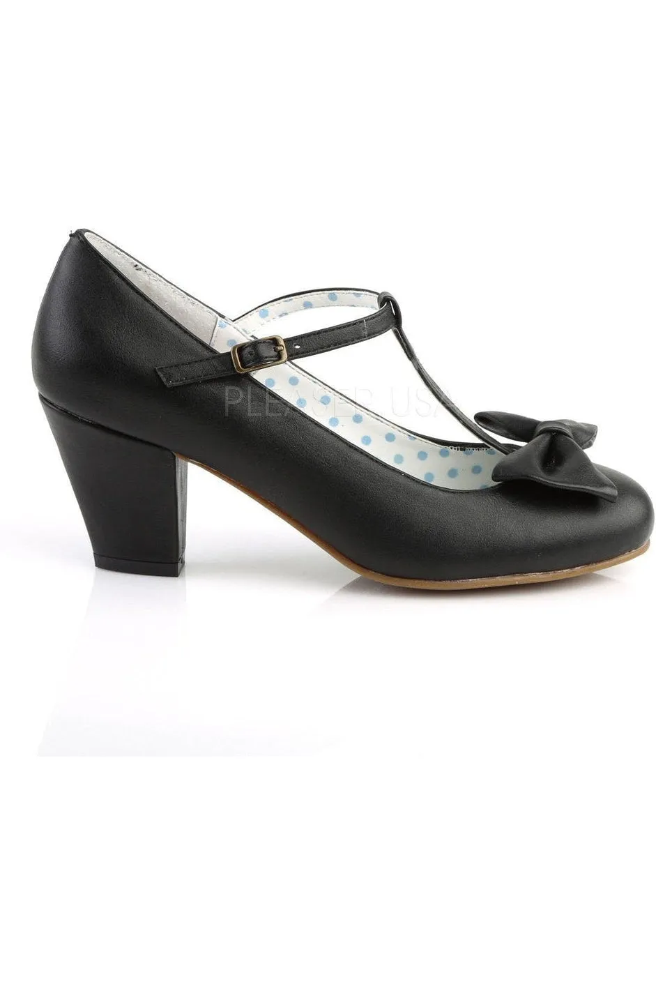 WIGGLE-50 Pump | Black Faux Leather