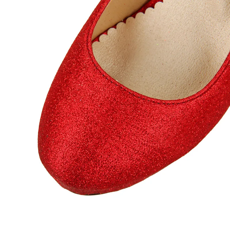 Women's Ankle Strap Sequined High Heel Platform Pumps