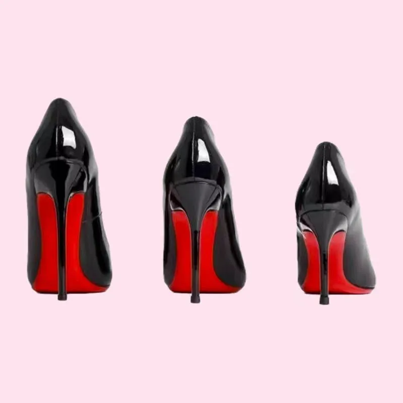 Women's Black Patent Leather Pointed High Heels