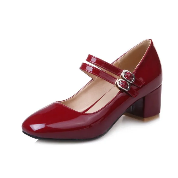 Women's Mary Jane High Heels Chunky Pumps Shoes