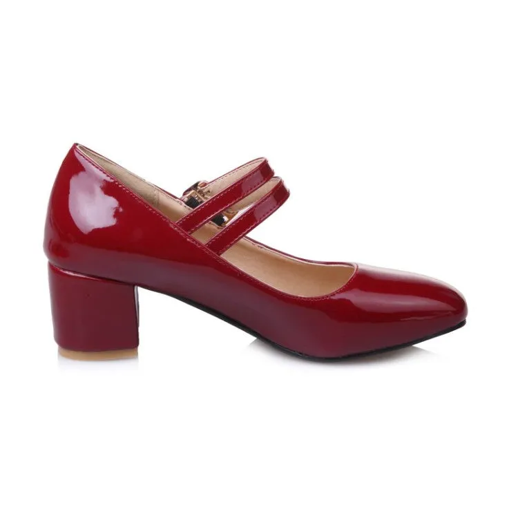 Women's Mary Jane High Heels Chunky Pumps Shoes