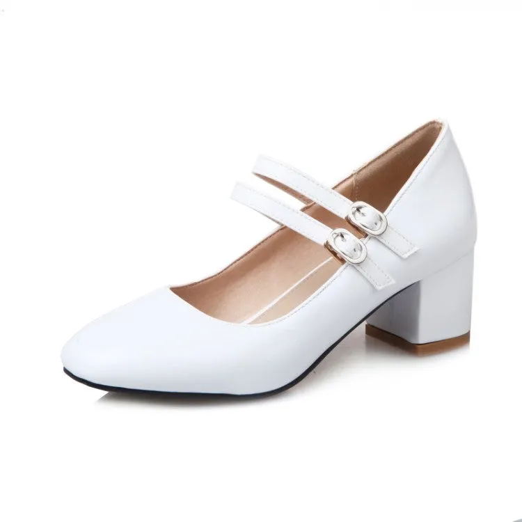Women's Mary Jane High Heels Chunky Pumps Shoes