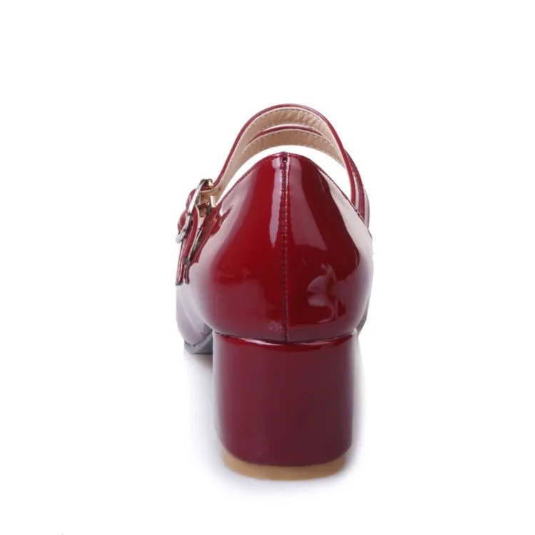 Women's Mary Jane High Heels Chunky Pumps Shoes