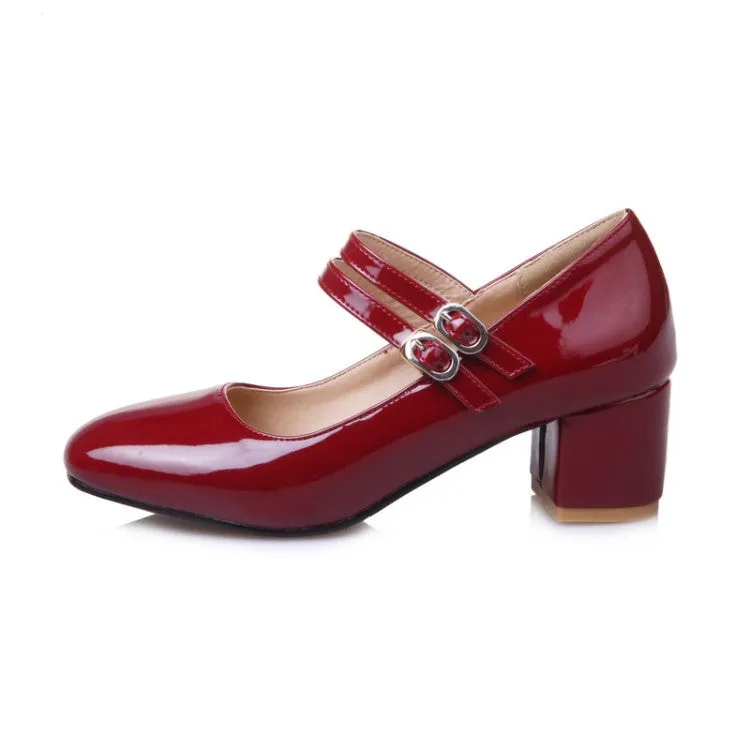 Women's Mary Jane High Heels Chunky Pumps Shoes