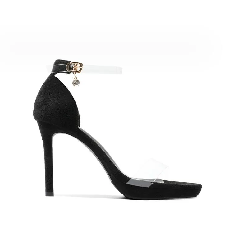 Women's Petite Size 2 Clear Strap High Heel Shoes MS265