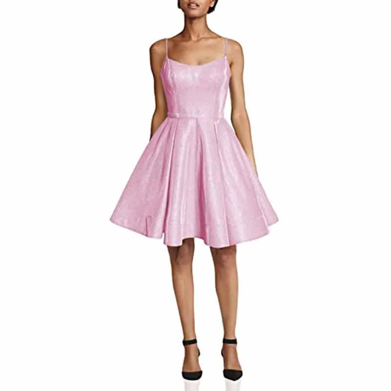 Womens Spaghetti Straps A-Line Mini Homecoming Dress Cocktail Dress