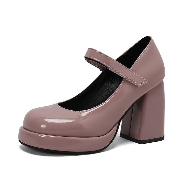 Women's Square Toe Mary Jane High Heel Platform Pumps