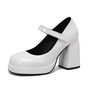 Women's Square Toe Mary Jane High Heel Platform Pumps