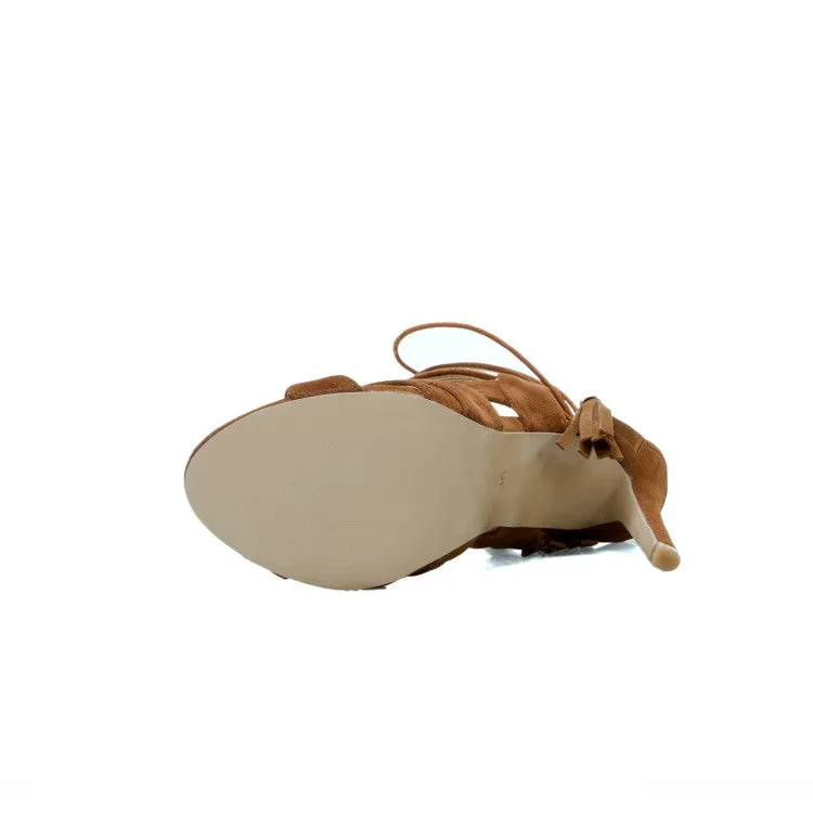Women's Suede Hollow Out Stiletto High Heel Sandals