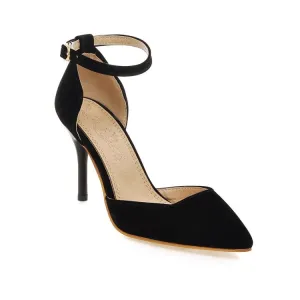 Women's Suede Pointed Toe Ankle Strap Stiletto High Heel Sandals