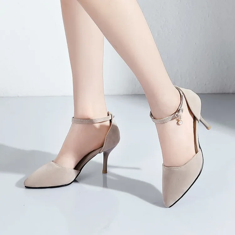Women's Suede Pointed Toe Ankle Strap Stiletto High Heel Sandals