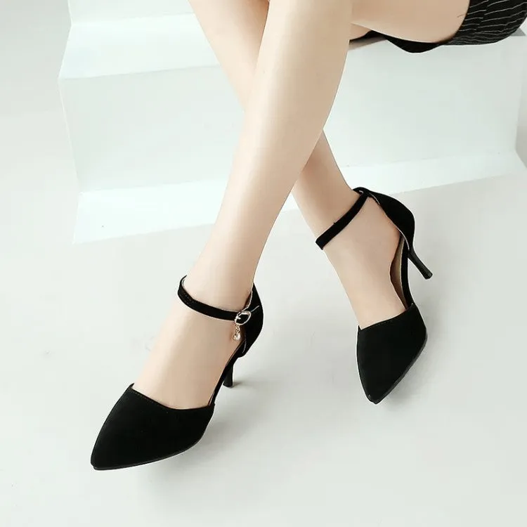 Women's Suede Pointed Toe Ankle Strap Stiletto High Heel Sandals